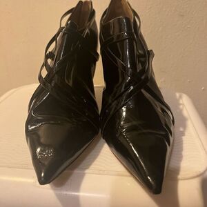 Chloe Black Patent leather back zip heels